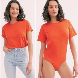 Free People In My Tee Bodysuit XS Capri Orange